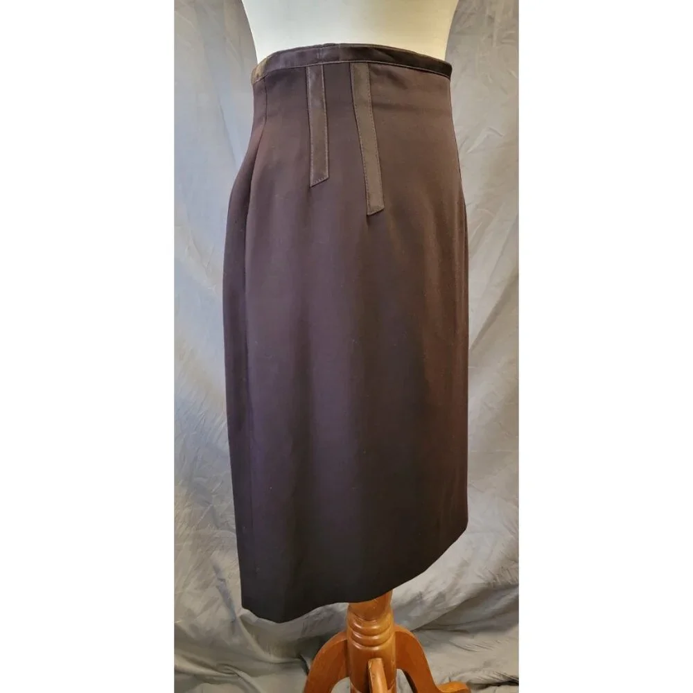VINTAGE BROWN ESCADA PENCIL SKIRT size 42 -us size 6 - Picture 2 of 7